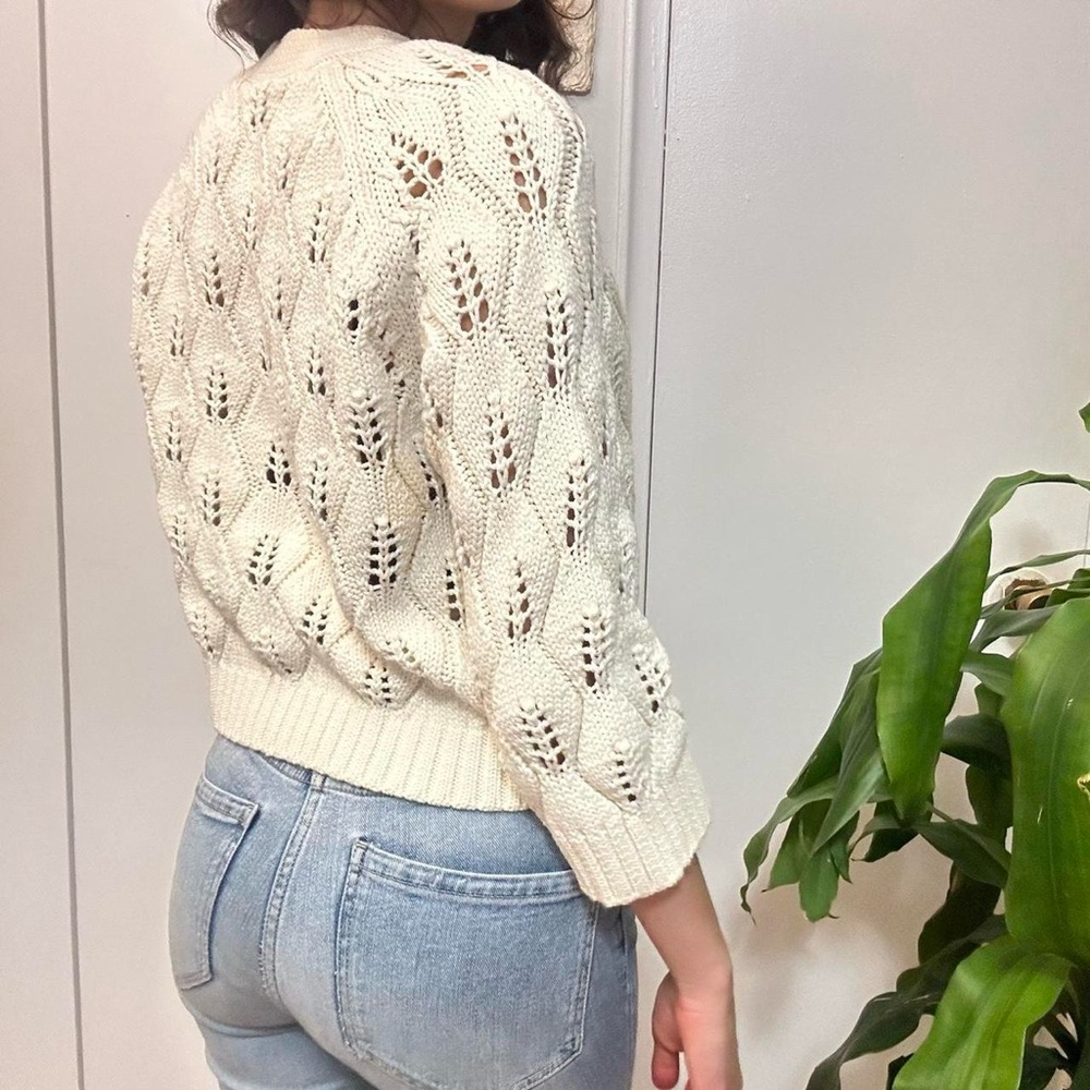 Part Two Cream Knit Cardigan, Size Small - Picture 3 of 8